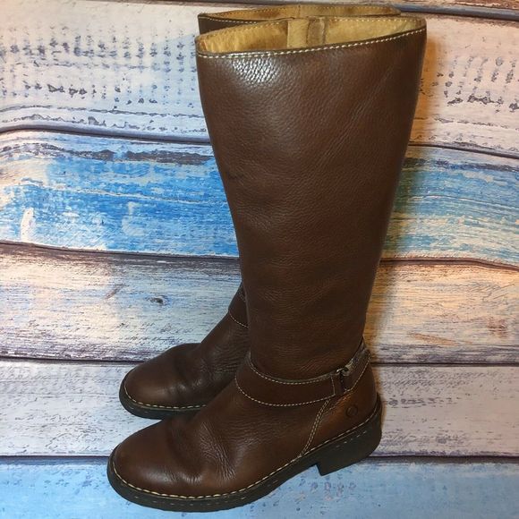Born Brown Leather Tall Riding Boots W9777 sz 6 - Picture 6 of 8